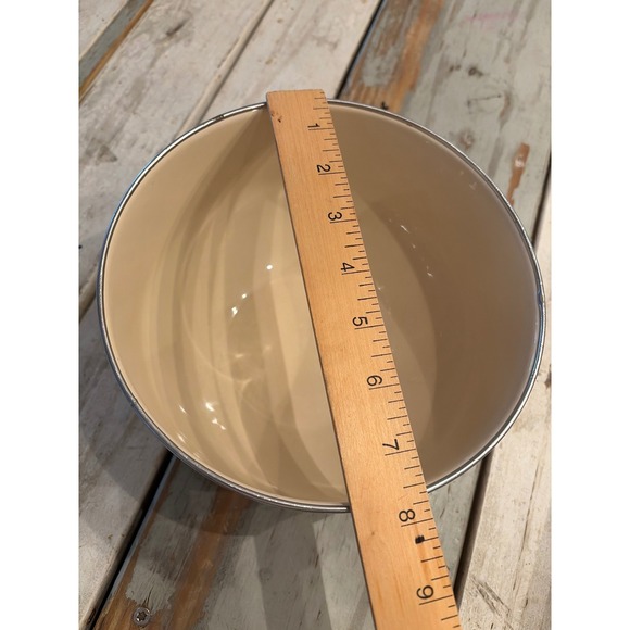 Vintage Enamelware Nesting Mixing Bowls Pink Desert Roses Set of 3 Cream Metal - Picture 13 of 13